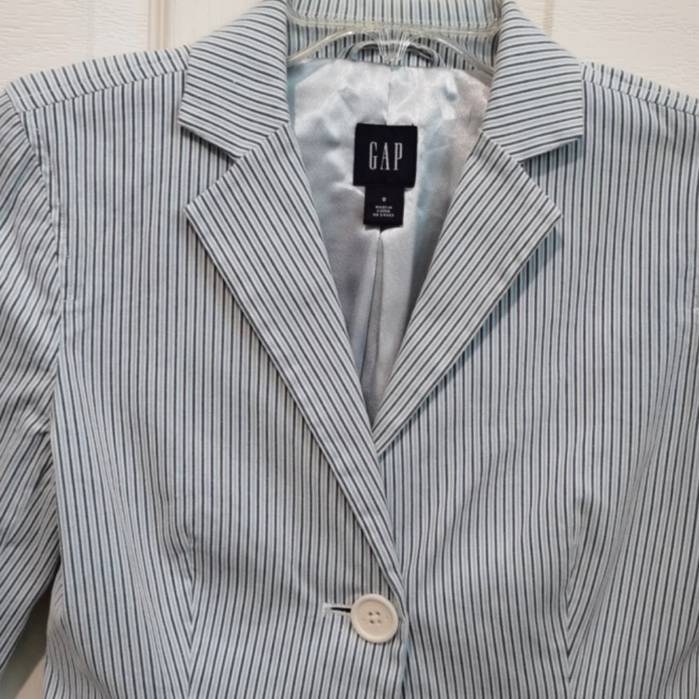 Gap Pinstriped Cotton Blend Tailored Jacket 0 - image 4